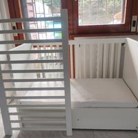 Culla Ikea Stuva Bianca regolabile con Materasso