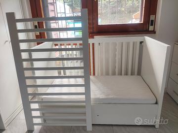 Culla Ikea Stuva Bianca regolabile con Materasso