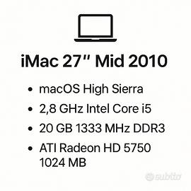 iMac 27 " 20 GB di RAM 