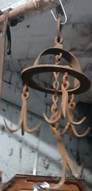  RASCHIO o RAMPIN antico  in ferro battuto da pozz