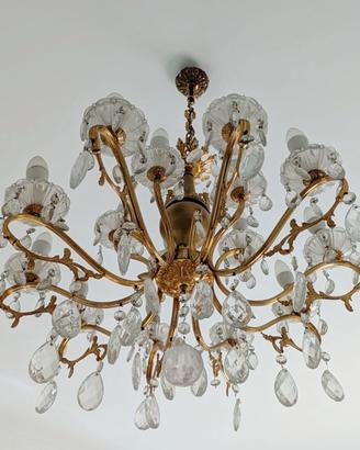 Lampadario vintage a gocce con 15 luci