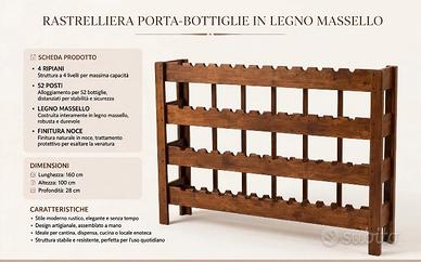 Porta bottiglie legno massello