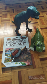 Enciclopedia dei dinosauri + modello T-Rex + robot