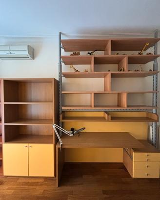 armadio con libreria, scrivania e cassettiera