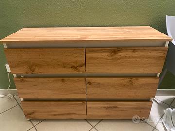 Cassettiera moderna 6 cassetti effetto legno