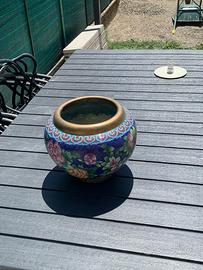 Vaso Acquario Cinese Cloisonné Antico