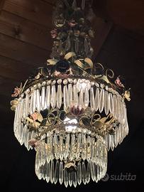 Set lampadario e apliques in metallo, anni  60
