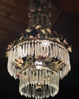 Set lampadario e apliques in metallo, anni  60