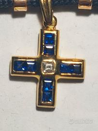 Croce in oro 18kt. e pietre preziose di Chimento