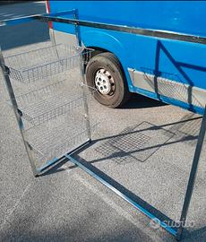 Stender cromato quadro con ceste portaoggetti 