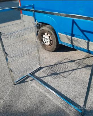 Stender cromato quadro con ceste portaoggetti 