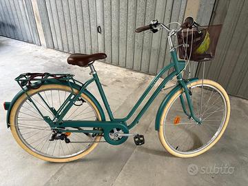 Bici città ELOPS 520 telaio basso verde