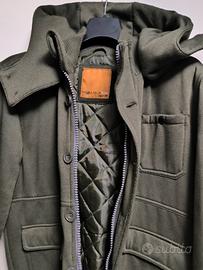 Giubbotto uomo in panno verde militare imbottito