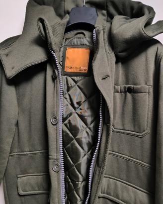 Giubbotto uomo in panno verde militare imbottito