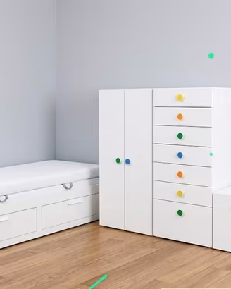 Letto, armadio, cassettiera e panca ikea