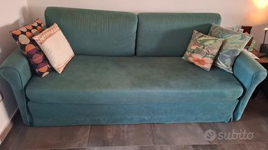 Divano Letto 3 posti con poltrona, verde