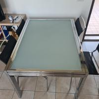 Tavolo Allungabile  in Vetro e Acciaio + 4 sedie