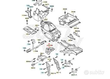 Supporto pedana post Dx Kawasaki ZXR Stinger 750 3