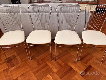 Set di 4 sedie in metallo cromato