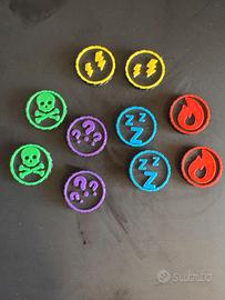 Segna stato carte Pokèmon gioco TCG monete