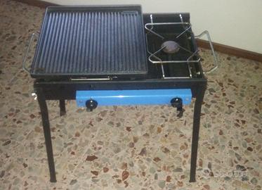 barbecue a gas portatile acciaio campeggio con piastra in ghisa ferraboli  fornello