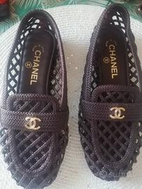mocassini Chanel intrecciati marroni