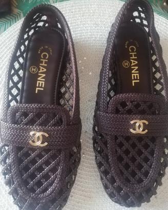 mocassini Chanel intrecciati marroni