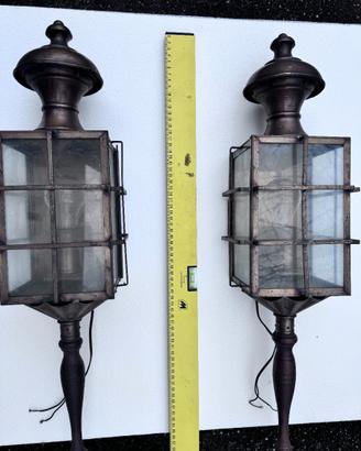 Coppia lampade da esterno, metallo e vetro