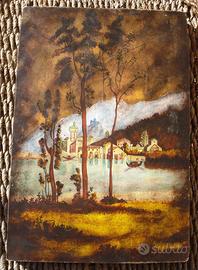 Dipinto quadro olio su tavola primo "900 /54f