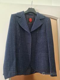 Giacca donna blu gessato