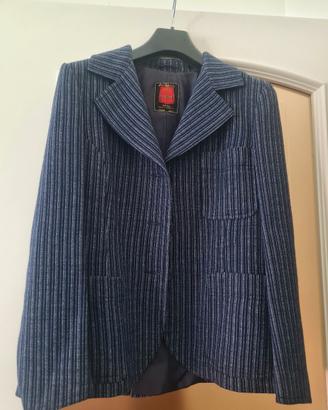 Giacca donna blu gessato