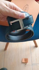 cintura tod's timeless reversibile blu e marrone 