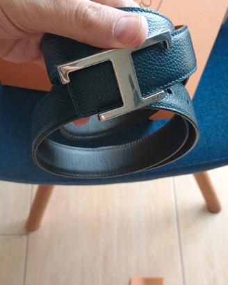 cintura tod's timeless reversibile blu e marrone 