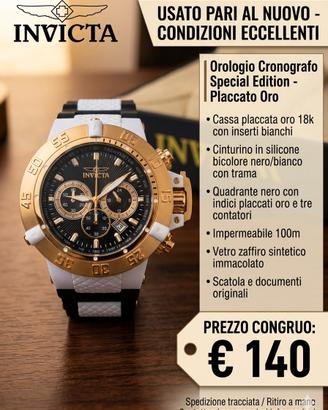 Orologio Invicta  placcato silicone ed oro