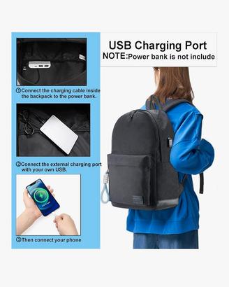 zaino in tessuto impermeabile con presa USB, Nuivo