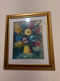 Quadro fiori dipinto olio su tela