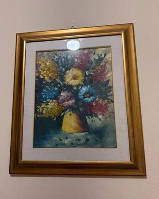 Quadro fiori dipinto olio su tela