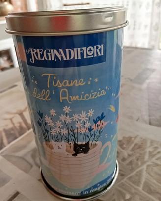 Barattolo di latta sigillato con 12 tisane 