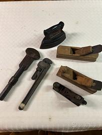 Lotto attrezzi vintage da falegname e officina