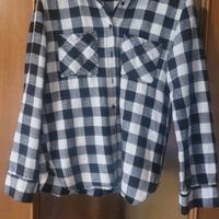 Camicia Ragazza Quadri Lurex Bianco Nero