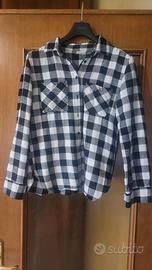Camicia Ragazza Quadri Lurex Bianco Nero