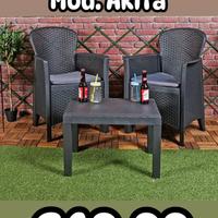 Set da giardino Mod. Akita 2 poltrone e Tavolino