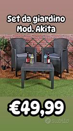 Set da giardino Mod. Akita 2 poltrone e Tavolino