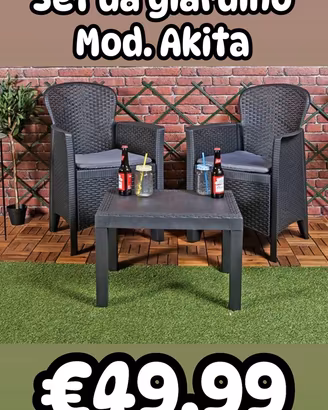 Set da giardino Mod. Akita 2 poltrone e Tavolino