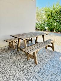 Set da Giardino in legno Tavolo e Panche