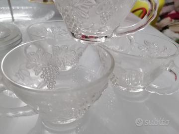 5 Tazzine vetro decorato nuove