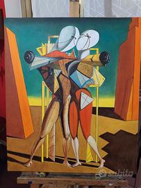 quadro dipinto a mano 70x60 de Chirico Metafisica