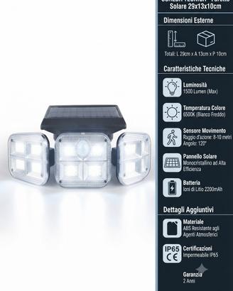 Faretto Solare a LED da Esterno