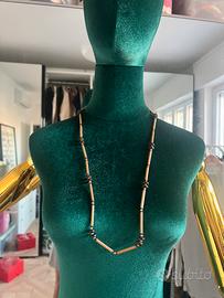Collana lunga vintage in materiale naturale etnica