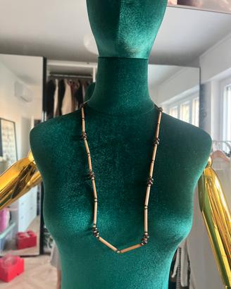 Collana lunga vintage in materiale naturale etnica